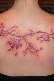 다시 핑크 꽃 나뭇 가지 문신 패턴