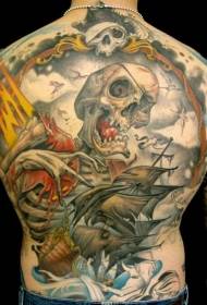 Itzuli Pirata Ghost belaontzia eta Skull Tattoo eredua