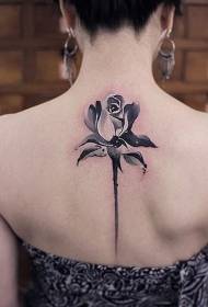 patrón de tatuaje en blanco y negro rosa bellamente realista