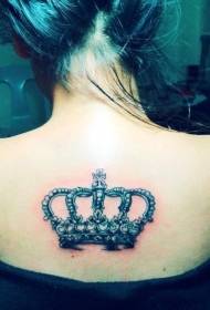 girl's back beautiful crown tattoo pattern