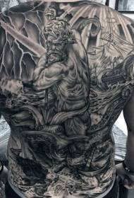Назад вітрильний спорт Poseidon та татуювання восьминога