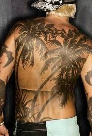 padrão de tatuagem de volta palmeira preta