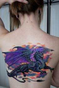 hrbtno vijolično tetoviran vzorec tatoo zmaj