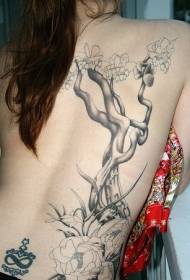 schiena femminile bellissimo ramo con motivo a tatuaggio floreale