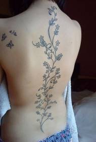 spatele liniei negre elegante model de tatuaj floare de viță de vie