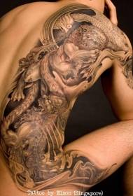 indietro bellissimo modello di tatuaggio leone stile cinese