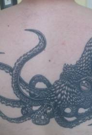 Zuri-beltzeko Octopus Tatuaje eredua bizkar-nortasunagatik