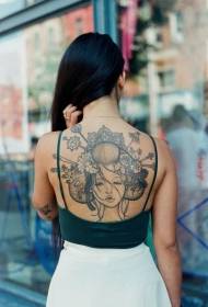 girl back beautiful geisha tattoo pattern