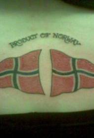 Norsk flaggfarge tilbake Tatoveringsmønster