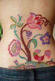 midje farget lappeteppe blomster tatoveringsmønster