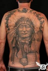xefe indio en branco e negro con patrón de tatuaje de colar