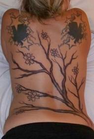 back pattern cherry tree pattern di tatuaggi neri