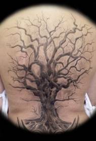 modèle de tatouage grand arbre arrière réaliste