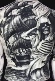 Kudzoka kunoshamisa saizi huru uye skeleton tattoo pateni