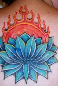 ryggblått lotus og tatoveringsmønster