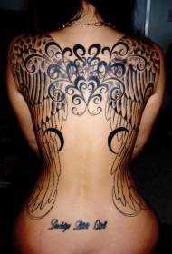 tyttö takaisin koristeellinen siipi tatuointi malli