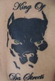 terug zwarte hond avatar met letter tattoo patroon