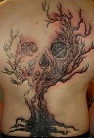 回到一棵樹與頭骨變形紋身圖案