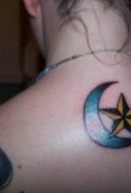 Жіночий назад сонця і місяця колір татуювання візерунок
