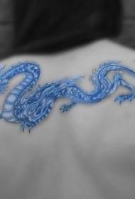back beautiful blue dragon tattoo pattern