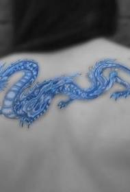 back beautiful blue dragon tattoo pattern