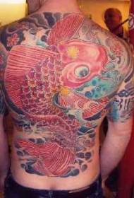 ຮູບແບບ tattoo ສີ koi ຂະ ໜາດ ໃຫຍ່