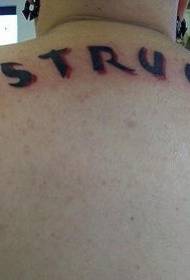back black double-layered letter tattoo pattern