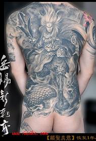 大 满 Iyo inotonga yakasviba uye chena Erlang mwari tattoo pateni