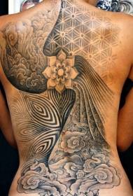 Plin de design strălucitor model de tatuaj decorativ floral alb-negru