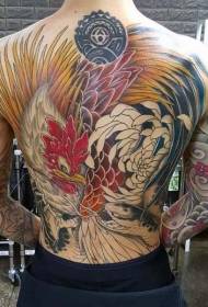 漂亮的彩色的公雞戰鬥蛇紋身圖案