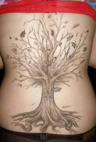 back tree with fallen leaves tattoo pattern
