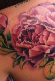 back beautiful rose peony flower tattoo pattern