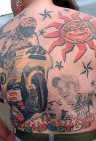 gli amanti della locomotiva dipinta sul retro motivo del tatuaggio del sole delle stelle