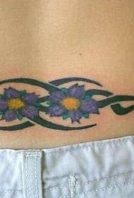 Midja lila blomma och svart Totem tatuering mönster