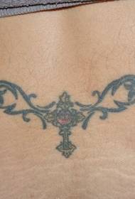 waist black totem and cross tattoo pattern