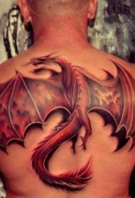 Prapa modelit të tatuazheve të krahëve të mëdhenj të dragoit të kuq