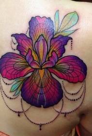 terug schattig levendige kleuren iris en kralenketting tattoo patroon