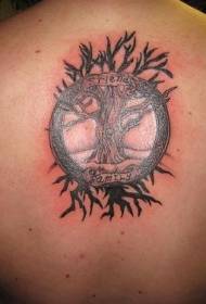 modello di tatuaggio albero nero posteriore