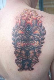 hrbtni obarvani vzorec tatoo lesa pošast