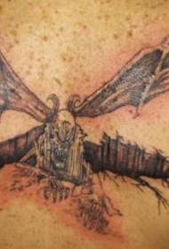 Zadné zlé lietajúce diabolské tetovanie