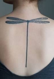 назад црна минималистичка стил на тетоважа шема на змеј