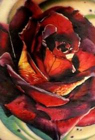 zpět velmi realistické barvy velké růže tetování vzor