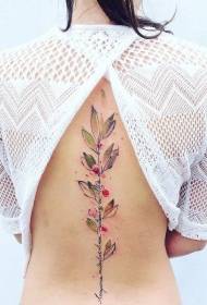 meisies terug pragtige gekleurde blaarplante en brief tattoo ontwerpe