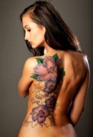 hermosa espalda hermosa flor tatuaje patrón