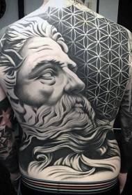 Indietro Enorme statua in bianco e nero con motivo a tatuaggio tribale con gioielli