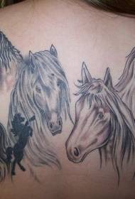 Grupo traseiro de deseños de tatuaxes de cabalos