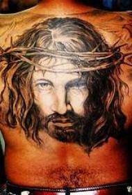 Back Jesus Portrait Personality Tattoo Pattern