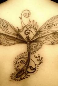 modello di tatuaggio posteriore nero libellula