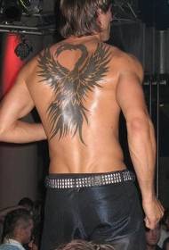 ຮູບແບບ tattoo phoenix ຊາຍສີດໍາຢູ່ດ້ານຫລັງ