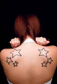 Meedercher Réck Black Line Star Tattoo Muster
